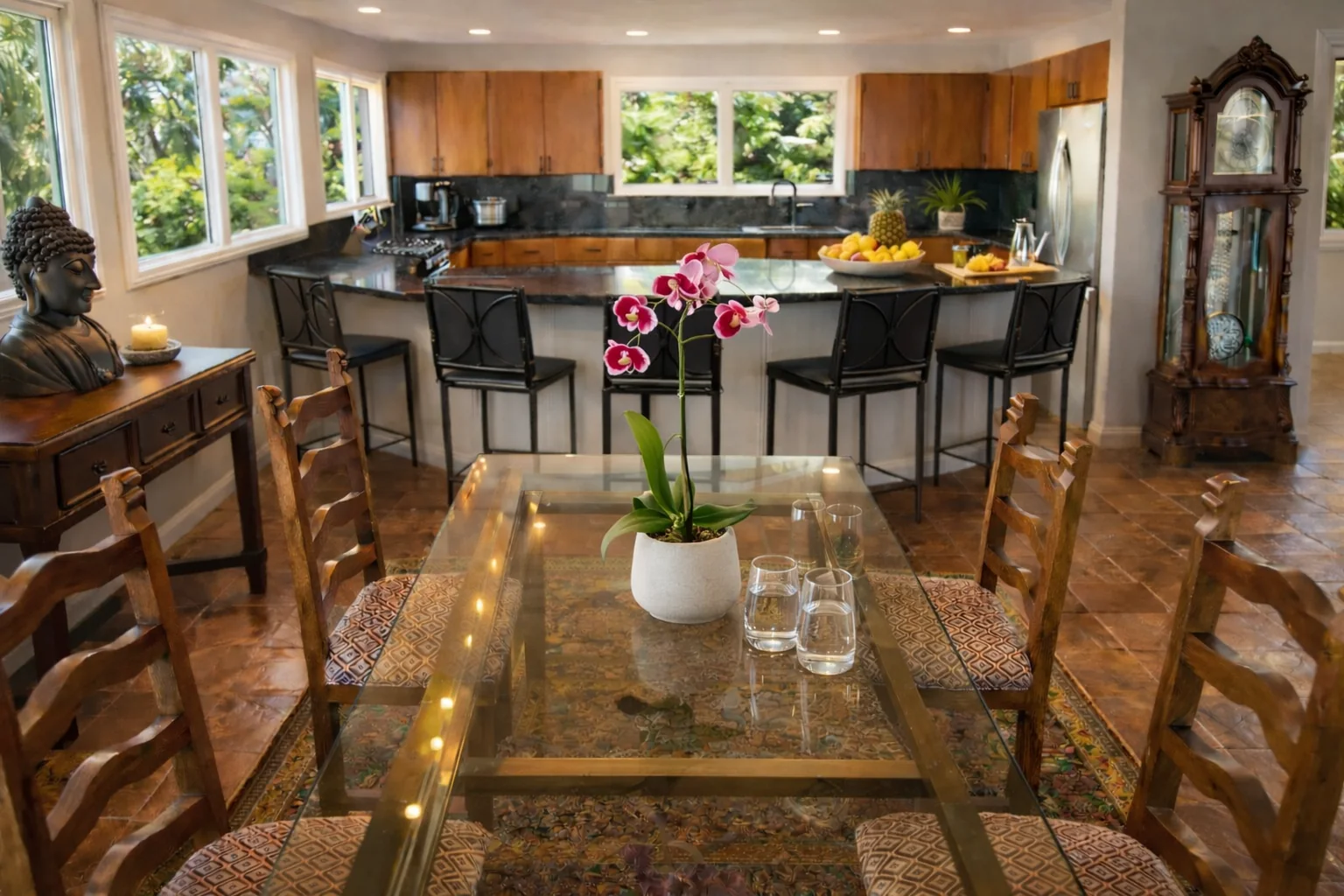 Kitchen and group dining area