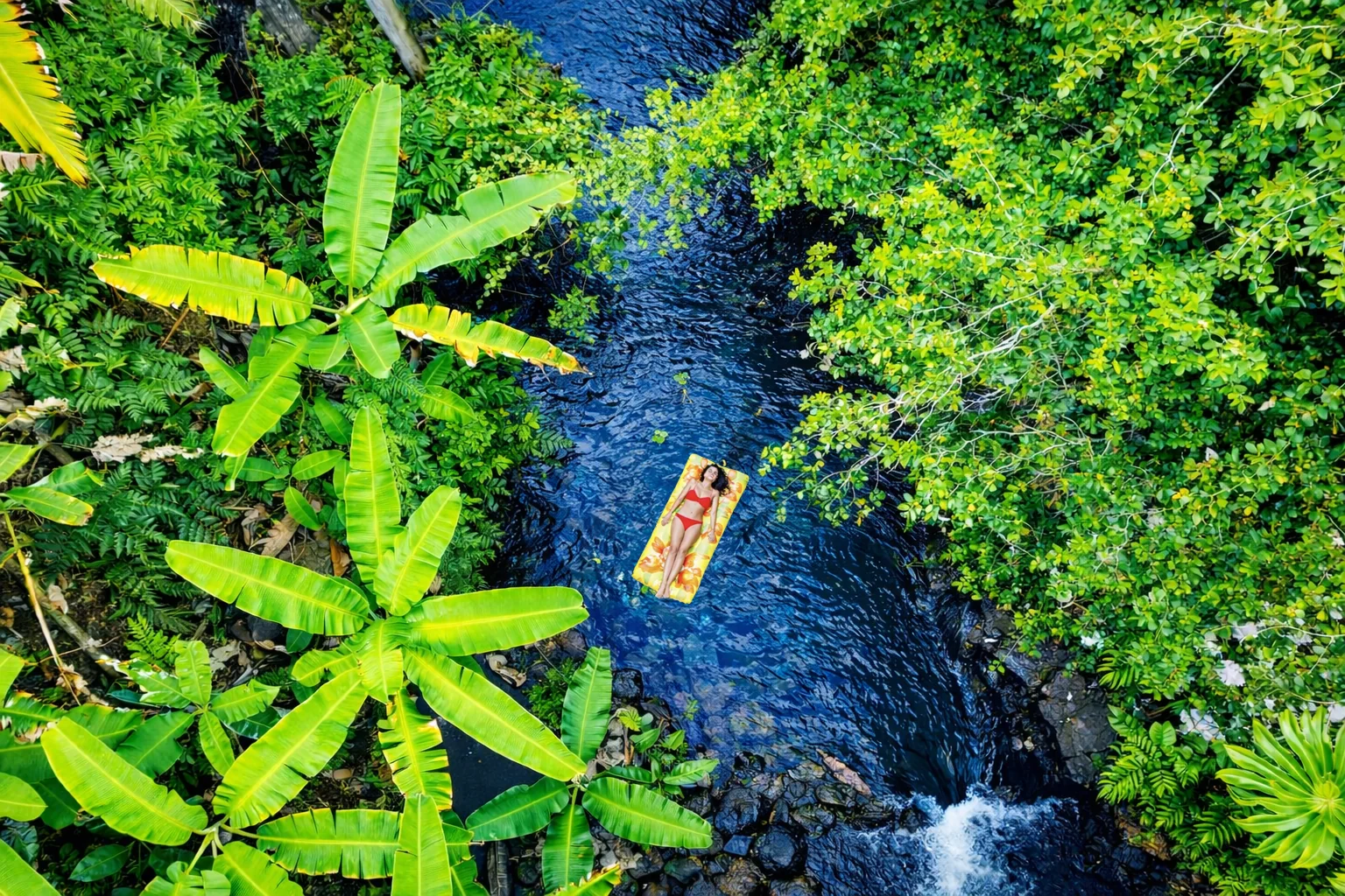 Aerial view of a tropical river